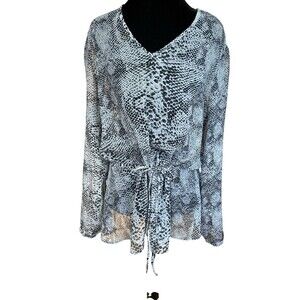 Susan Graver Women's Printed‎ Liquid Knit  Top M Long Sleeve